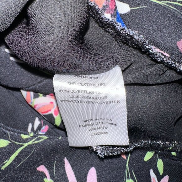 Parker Tie Front Black Floral Print Off the Shoulder Top Bell Sleeves XS Womens - Picture 4 of 5